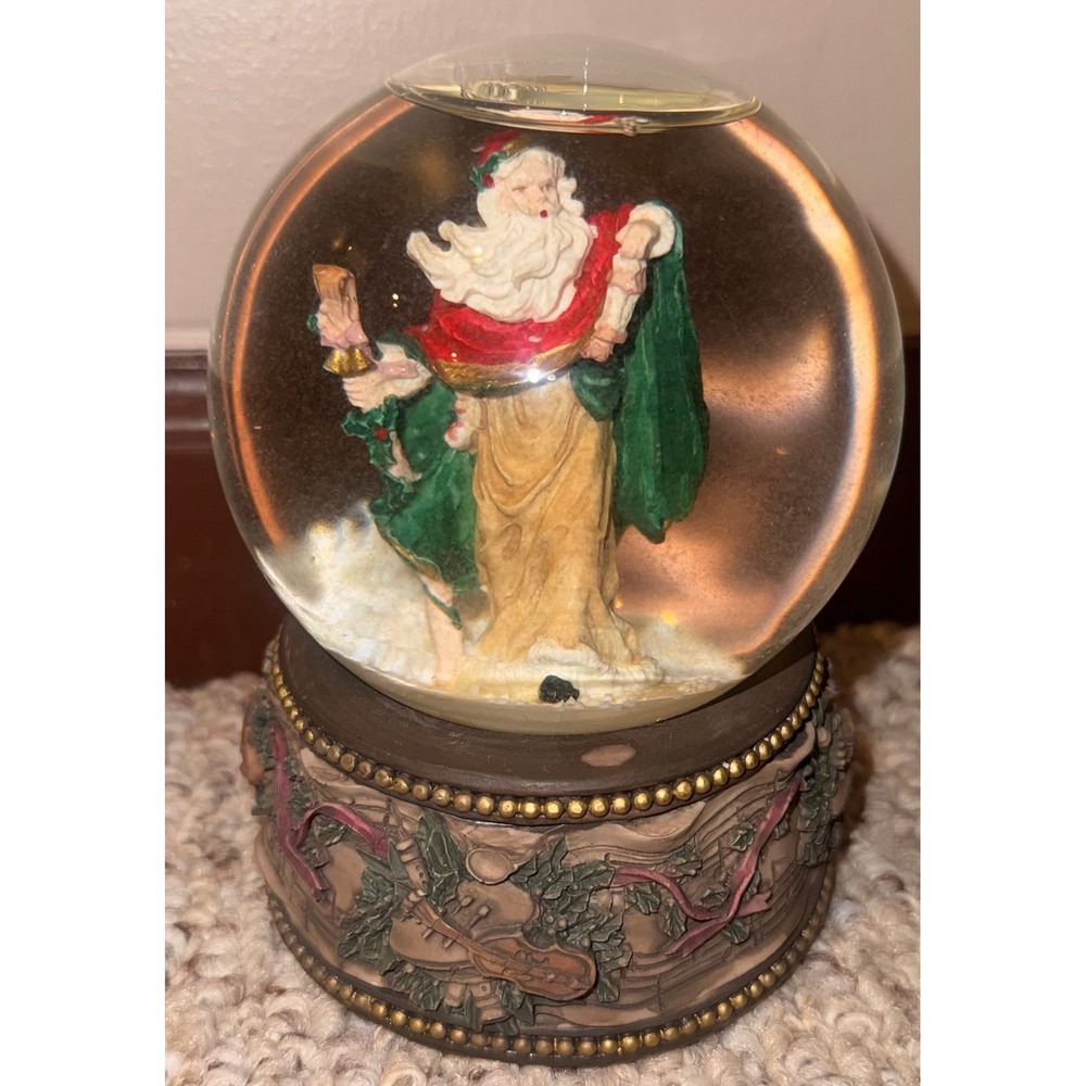 Vintage Musical Christmas Snow Globe Santa Claus Father Christmas Ornate Base